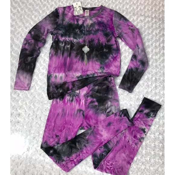 Women's Comfortable Tie Dye Print Top with Leggings Set - Picture 2 of 3